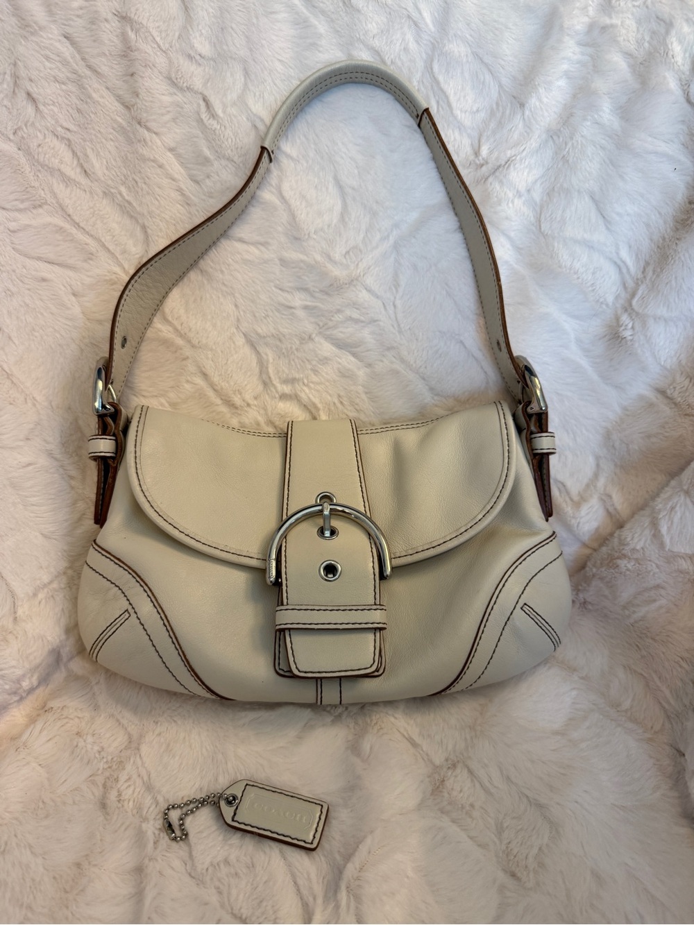 Vintage Coach Mini Soho Flap Bag in chalk
